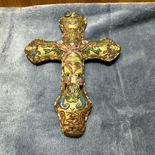 ATQ Unique Cloisonne Gold Enameled Large Cross Pendant picture