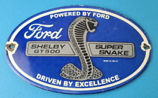 Vintage Ford Motors Shelby Sign - Super Snake Gas Pump Automotive Porcelain Sign picture
