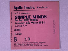 Simple Minds Ticket Vintage Original Tour Du Monde Manchester Apollo March 1984 picture
