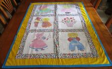 Handmade hand painted  vintage quilt 42 x 31 Sunbonnet Sue and Sam Pattern picture