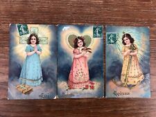 3x CPA Postcards Postcards 1911-1912 Girl FAITH HOPE CHARITE Chrome picture