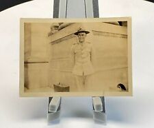  WW1 Soldier In Uniform Front Of Building With Suitcase picture