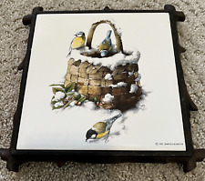 Marjolein Bastin Trivet Wall Plaque Iron Basket Winter Chickadee Birds Hallmark picture