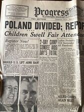 Sept 22, 1939 Pomona CA Progress Bulletin Newspaper  picture
