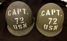 WWII USN Navy M1 Combat Helmet CAPT 72 USN WW2 LIBERTY SHIP picture