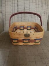Peterboro Napkin Basket Square Red Blue Green Swing Handle Eggs Fruit Bread picture