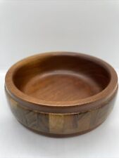 Vintage Teak Wood Bowl Nuts Candy Dish Trinket Decor Retro picture