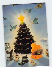 Postcard God Jul Och Gott Nytt Ar with Christmas Tree Animals Holiday Art Print picture