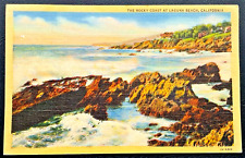 Laguna Beach California Original 1940's Unused Antique Linen Postcard Photo Card picture