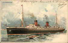 E Lessieux Cruise Ship Steamer Steamship La Lorraine 1904 Cancel Vintage PC picture