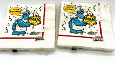 2 Vintage NOS Cookie Monster Happy Birthday Cake Party Beverage Napkins 16 COUNT picture