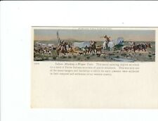 Vintage Postcard   WESTERN   INDIANS ATTACKING A WAGON TRAIN  UNPOSTED picture
