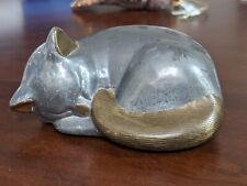 VINTAGE VTG Brass/Bronze Sleeping Cat/Kitten/Kitty Figurine 6