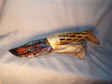 Triple Flow Obsidian Bowie Knife w Cholla Cactus Wood Handle COA Flint Knapping picture