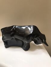 BACCARAT Like NewBlack GlassFrench CrystalWallStreet Bull Buffalo Figurine picture