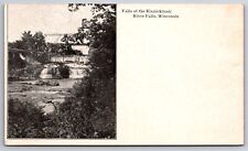 River Falls Wisconsin~Falls of the Kinnickinnic~Bridge~c1905 B&W Postcard picture