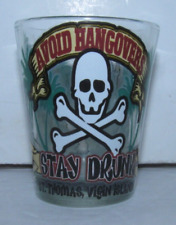 AVOID HANGOVERS Stay Drunk Skull & Crossbones Pirate Treasure Chest Shot Glass picture
