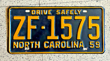 1959 NORTH CAROLINA license plate — SHARP ORIGINAL old antique vintage auto tag picture