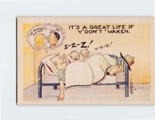 Postcard It's A Great Life If Y' Don't 'Waken, Soldiers Humor Comic Art Print picture