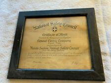 VTG  General Electric Co 1934 Certificate of Merit National Safety Everett, MA picture