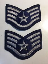 USAF SSgt (E-5) Blues Chevron Stripes Pair Air Force Patches 3” picture