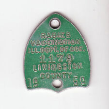 1959 LIVINGSTON COUNTY ILLINOIS RABIES VACCINATION DOG TAG #1179 picture