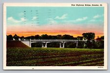 New Highway Bridge Streator Illinois Vintage Posted 1951 Postcard picture