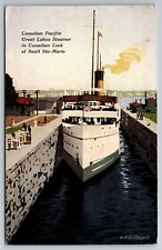 Canadian Pacific Great Lakes Steamer Sault Ste. Marie Michigan 1946 Postcard picture