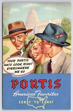 Atlantic Iowa~Neff Clothing Store~Stylish Portis Hats~US Map~1940s Adv Linen PC picture