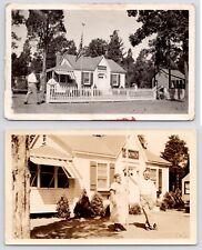 c1950s Mid Century Modern Couple~MCM Exterior Home~Front Yard~VTG 2 Photographs picture