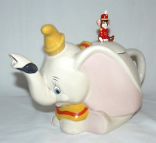 Vintage 1992 Dumbo Teapot W/ Flaw Ceramic Timothy Mouse Walt Disney picture
