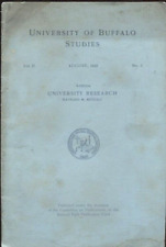 ANTIQUE AUGUST 1922 - UNIVERSITY OF BUFFALO STUDIES- UNIVERSITY RESEARCH BOOKLET picture