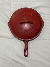 Griswold No. 7 Cast Iron Skillet With Lid In Red Enamel picture