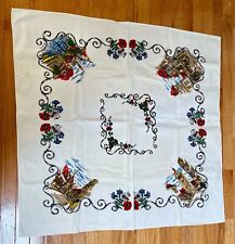 Vintage Souvenir Tablecloth~Alsace Region~Strasbourg, Mulhouse...Flowers~40