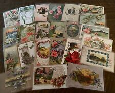 ~Lot of 23 Vintage~Greetings Postcards~Floral~Scenes & Flowers~-in sleeves-k571 picture