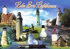 Lake Erie Lighthouses Vintage Continental Postcard Unposted picture