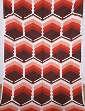 4 yards (2x 2 yards) vintage cotton fabric red brown geometric mid-century 70s picture