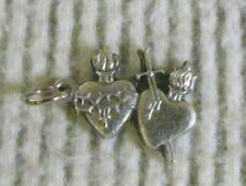 Sacred Immaculate Heart of Jesus Mary double Medal charm pendant Silver Tone picture