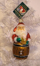 2010 CHRISTMAS BREW SANTA BEER BARREL - OLD WORLD CHRISTMAS GLASS ORNAMENT - NEW picture