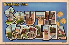 Vintage 1942 SOUTH CAROLINA Large Letter Postcard Multi-View / Curteich Linen picture