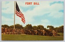 Postcard Fort Sill Oklahoma A Salute To The Colors Military Flag picture