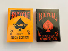 Gilded Bicycle Orange NEON & #STD  Rider Back Playing Cards LIMITED Set picture