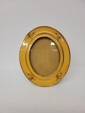Vintage Bucklers Fifth Avenue Enamel Picture Frame Mustard Yellow Floral 3