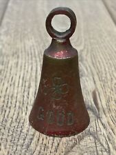 Vintage 2.75” Sarna Brass India Good Luck Bell Clover Etched picture