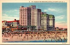 Atlantic City, NJ New Jersey, St. Charles & Breakers Hotel, Postcard picture