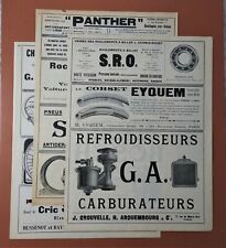 Antique 1900's French Automotive Car Parts Advertising Art 3 Sheet 1908 AD Lot  picture