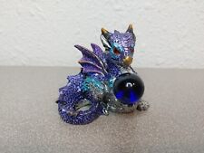 Purple and Silver Dragon holding blue glass ball - 2