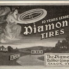 1910 Akron, OH Diamond Tires 10 Year Anniversary Print Ad Beautiful Angel Art 1S picture