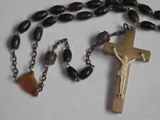 Antique Vtg Irish Cattle Horn rosary Virgin Mary Jesus center medal crucifix ARM picture