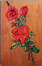 Postcard- Red Roses Oil Painting - By Mouth Artist Nyla Thompson-  A34 picture